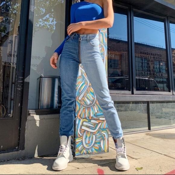 Revice Yin Yang Crop Two Tone High Rise Denim Jeans in Tokyo Wash - Picture 4 of 16